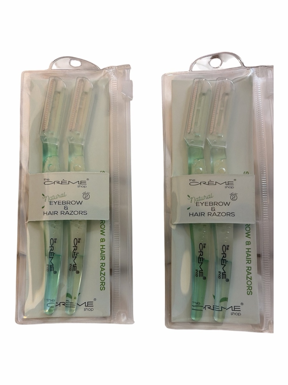 The Crème Shop Natural Eyebrow & Hair Razors Set of 4 w/ 2 Travel Storage Cases